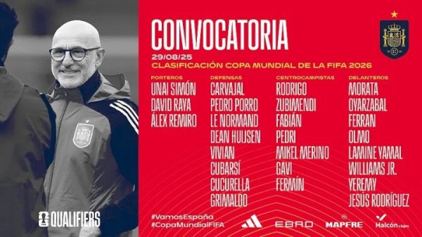 西班牙国家队名单：亚马尔领衔，卡瓦哈尔&罗德里回归 莫拉塔入选